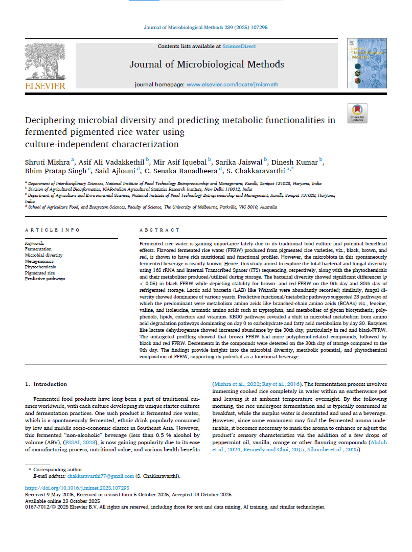 Deciphering microbial diversity and predicting metabolic functionalities in fermented pigmented rice water using culture-independent characterization