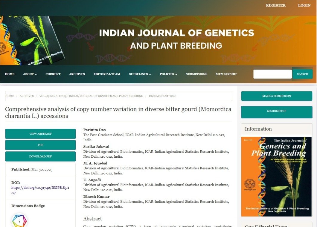 Comprehensive Analysis of Copy Number Variation in diverse Bitter Gourd accessions.