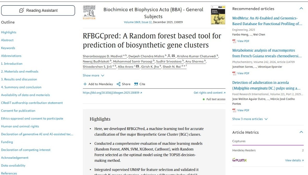 RFBGCpred: A Random forest based tool for prediction of biosynthetic gene clusters.