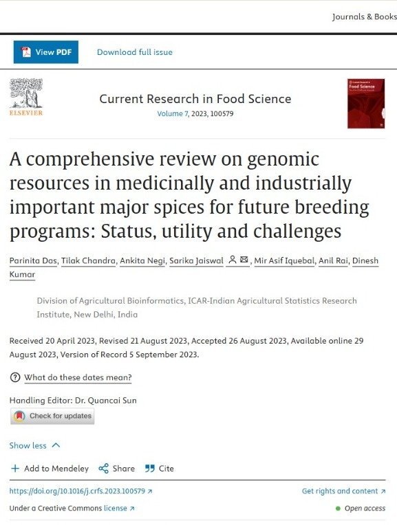 A comprehensive review on genomic resources in medicinally and industrially important major spices for future breeding programs: status, utility and challenges.