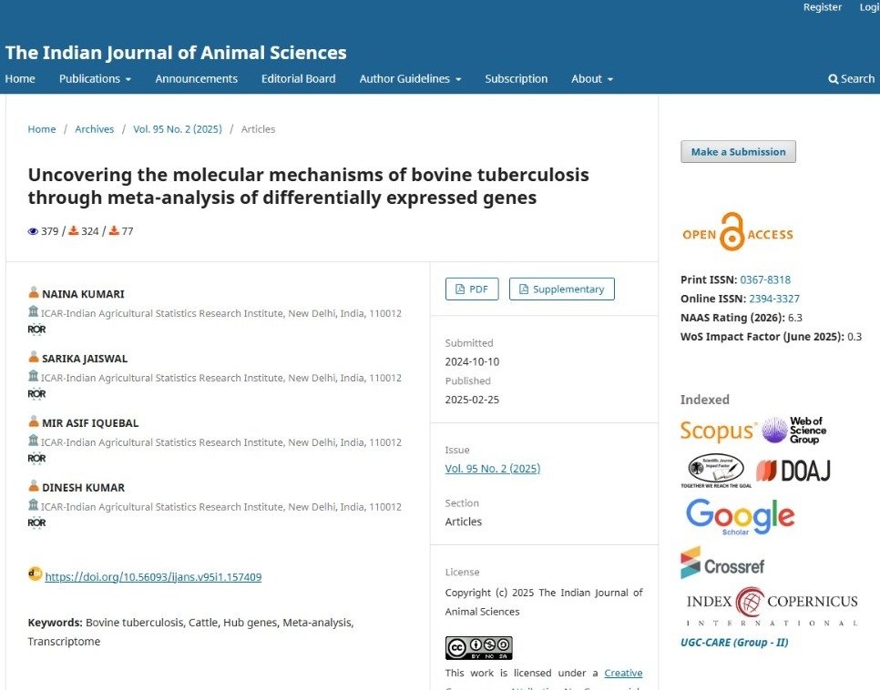 Uncovering the Molecular Mechanisms of Bovine Tuberculosis Through Meta-Analysis of Differentially Expressed Genes.