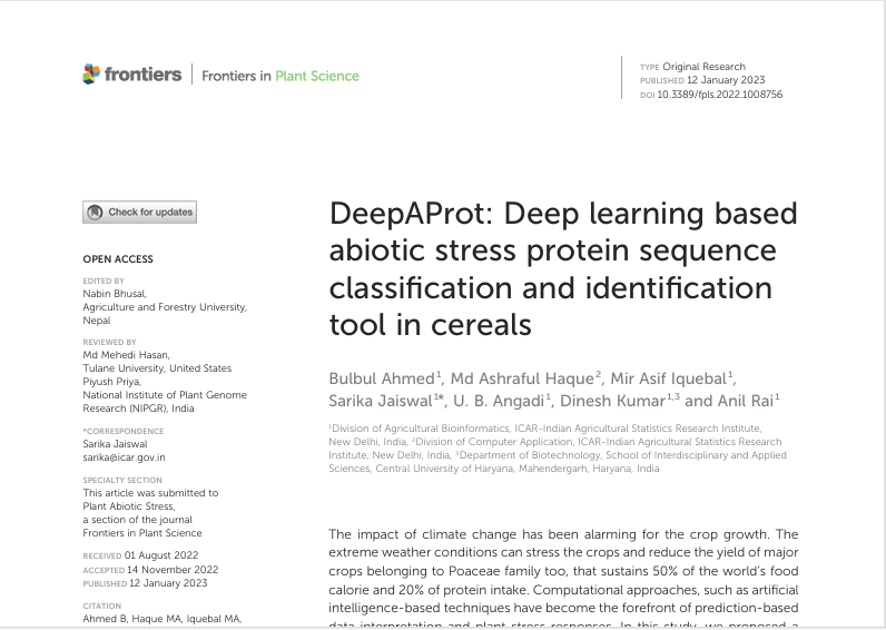 DeepAProt: Deep learning based abiotic stress protein sequence classification and identification tool in cereals